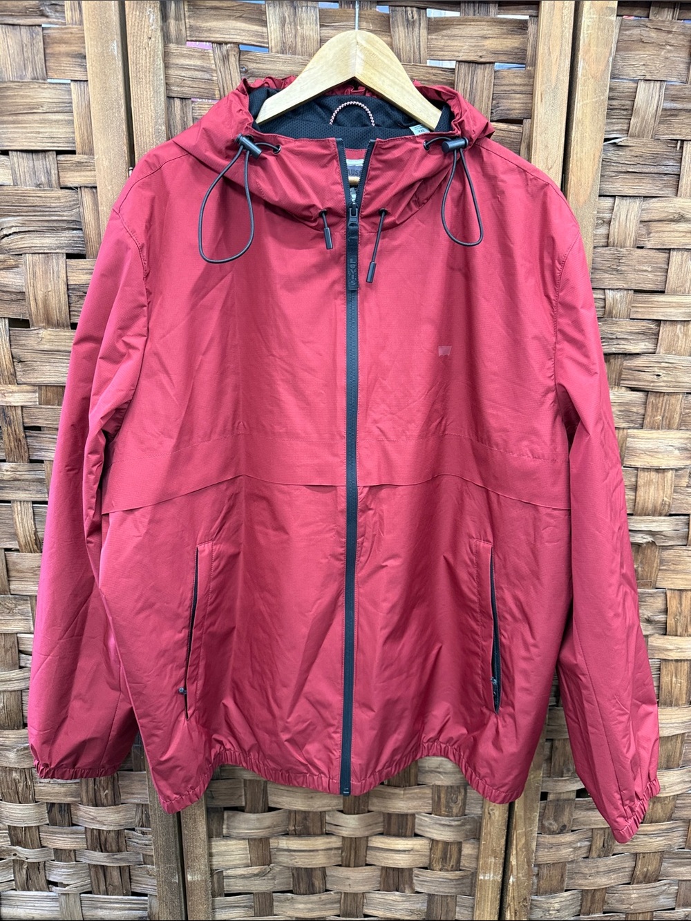 Levi's Men's Deep Red Hooded Windbreaker Jacket